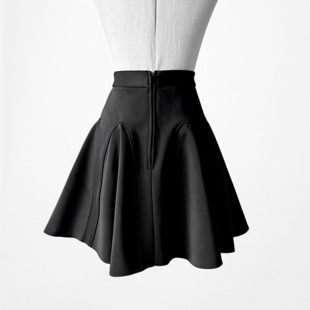 Vintage Y2K 90s Black High Waisted Pleated Mini Flared Skater Skirt Size XS/S - Picture 5 of 6